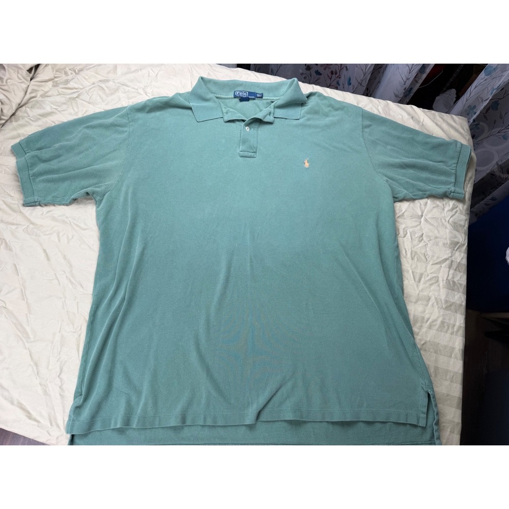 Polo Ralph Lauren Mens 2XLT Tall Green Pique Cotton Short Sleeve Polo Shirt